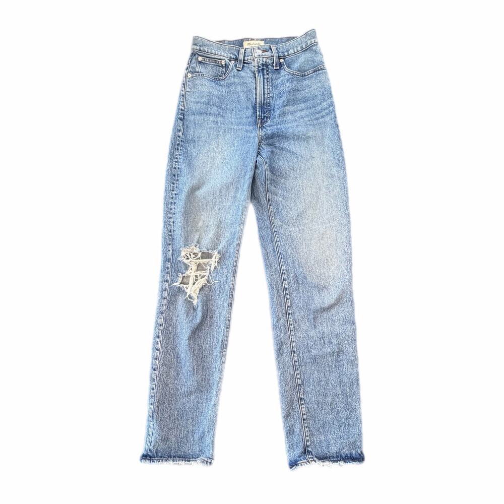 Madewell TALL The Perfect Vintage Straight Distressed Medium Wash Denim Jeans